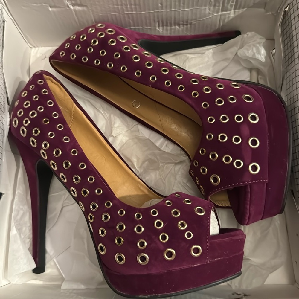 Miss Me Purple Grommet Stilettos